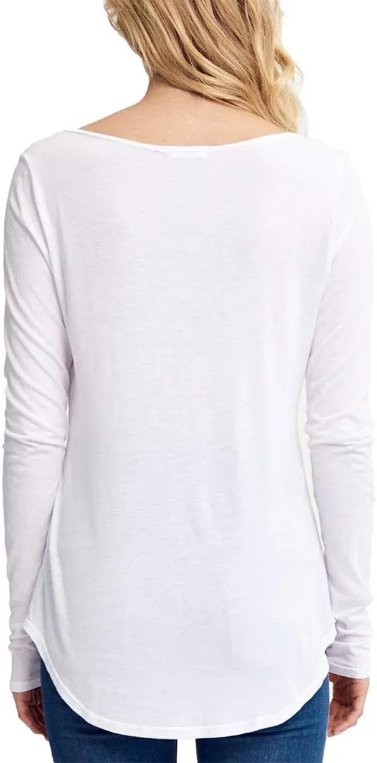 LAmade Women's Long Sleeve Open Henley Tee