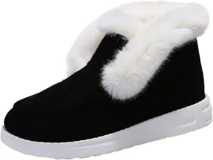 Lausiuoe Womens Winter Boots With Fur Lined Fluffy Fuzzy Slipper Ankle Boots Soft Cozy Fashion Casual Walking Shoes
