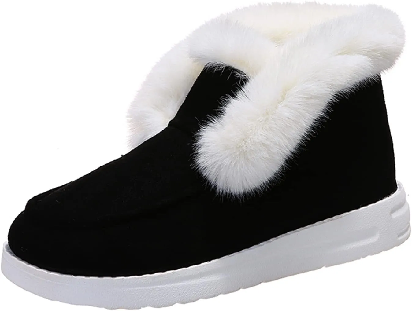 Lausiuoe Womens Winter Boots With Fur Lined Fluffy Fuzzy Slipper Ankle Boots Soft Cozy Fashion Casual Walking Shoes