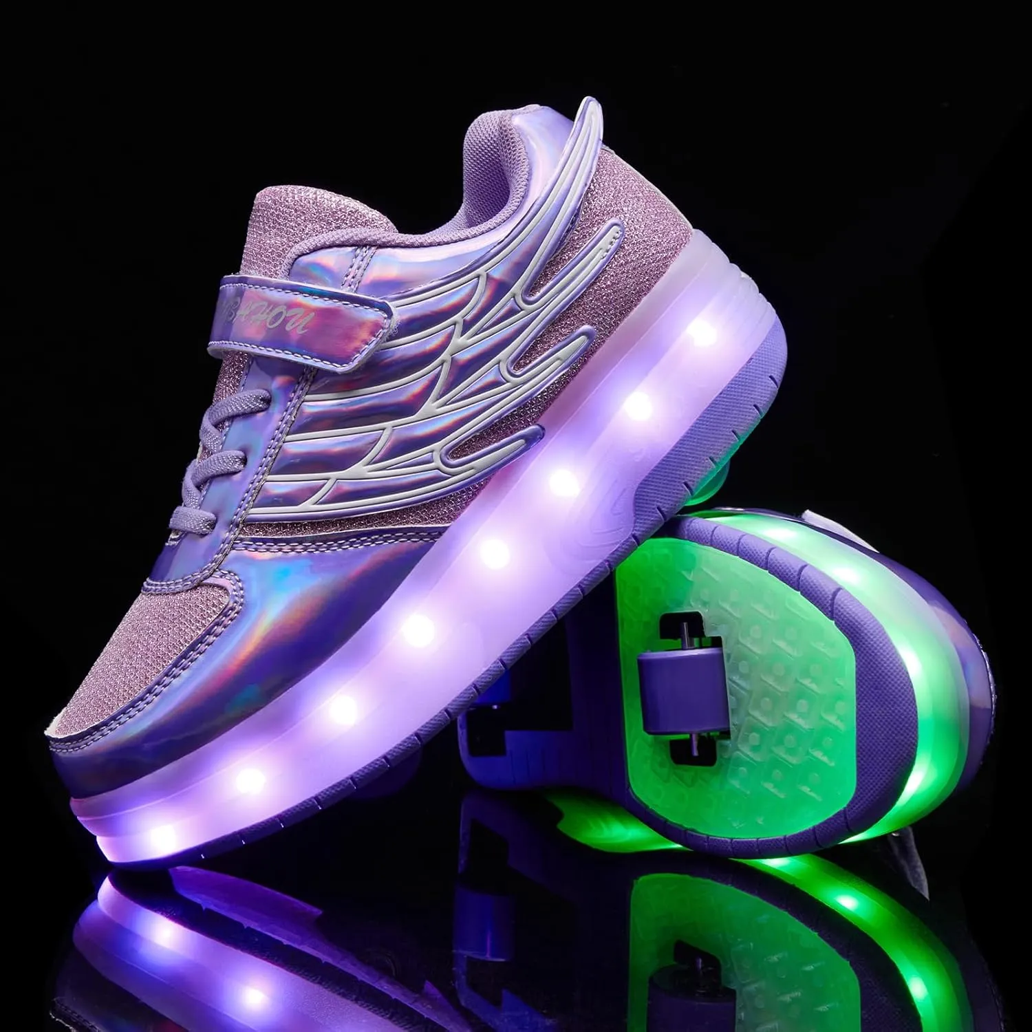 LED Light-Up Roller Skates Shoes for Kids Children Fun Sneakers with Wheels for Girls Boys