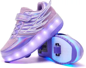 LED Light-Up Roller Skates Shoes for Kids Children Fun Sneakers with Wheels for Girls Boys