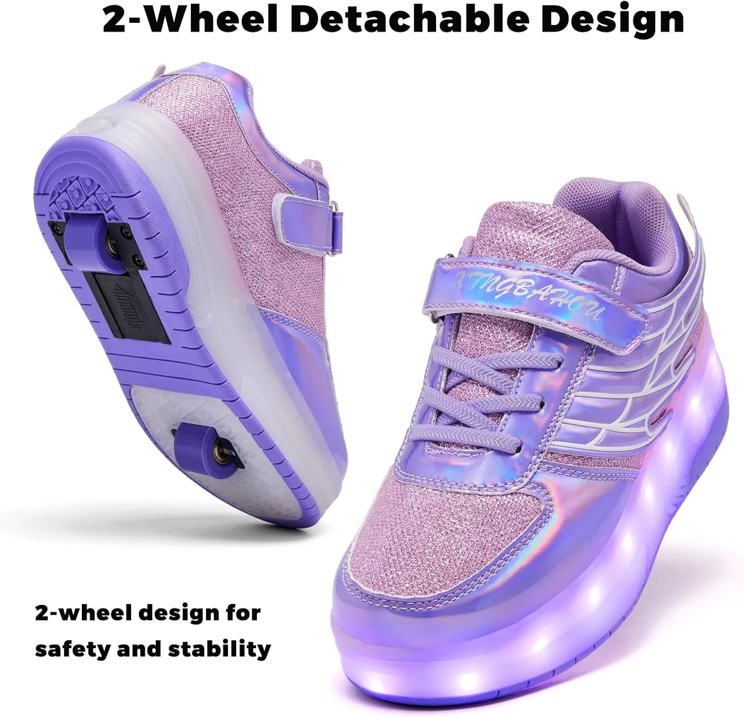 LED Light-Up Roller Skates Shoes for Kids Children Fun Sneakers with Wheels for Girls Boys