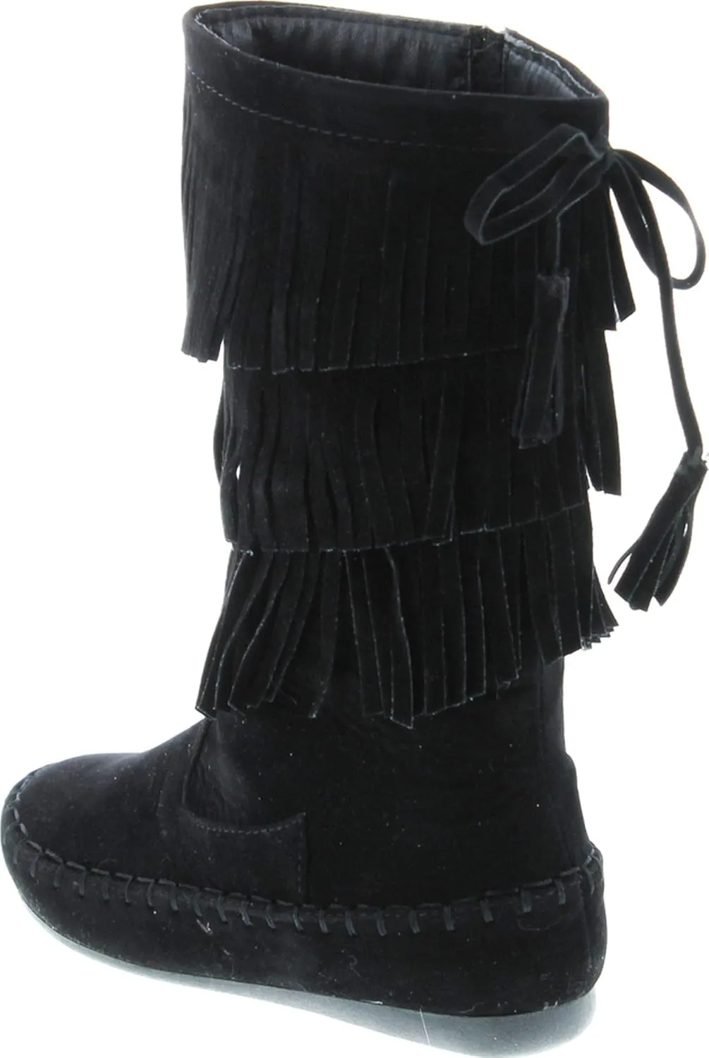 Link Candice-16Ka Girls Mid Calf 3 Layer Fringe Boots