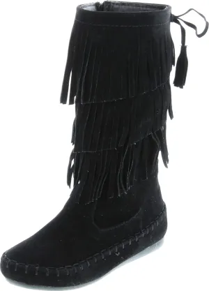 Link Candice-16Ka Girls Mid Calf 3 Layer Fringe Boots