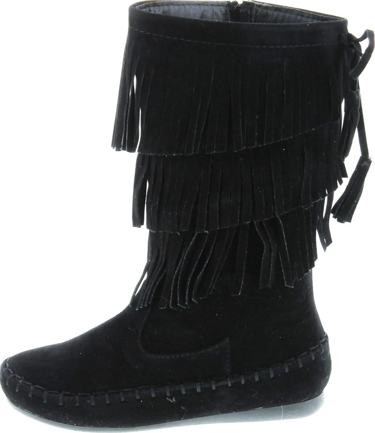 Link Candice-16Ka Girls Mid Calf 3 Layer Fringe Boots