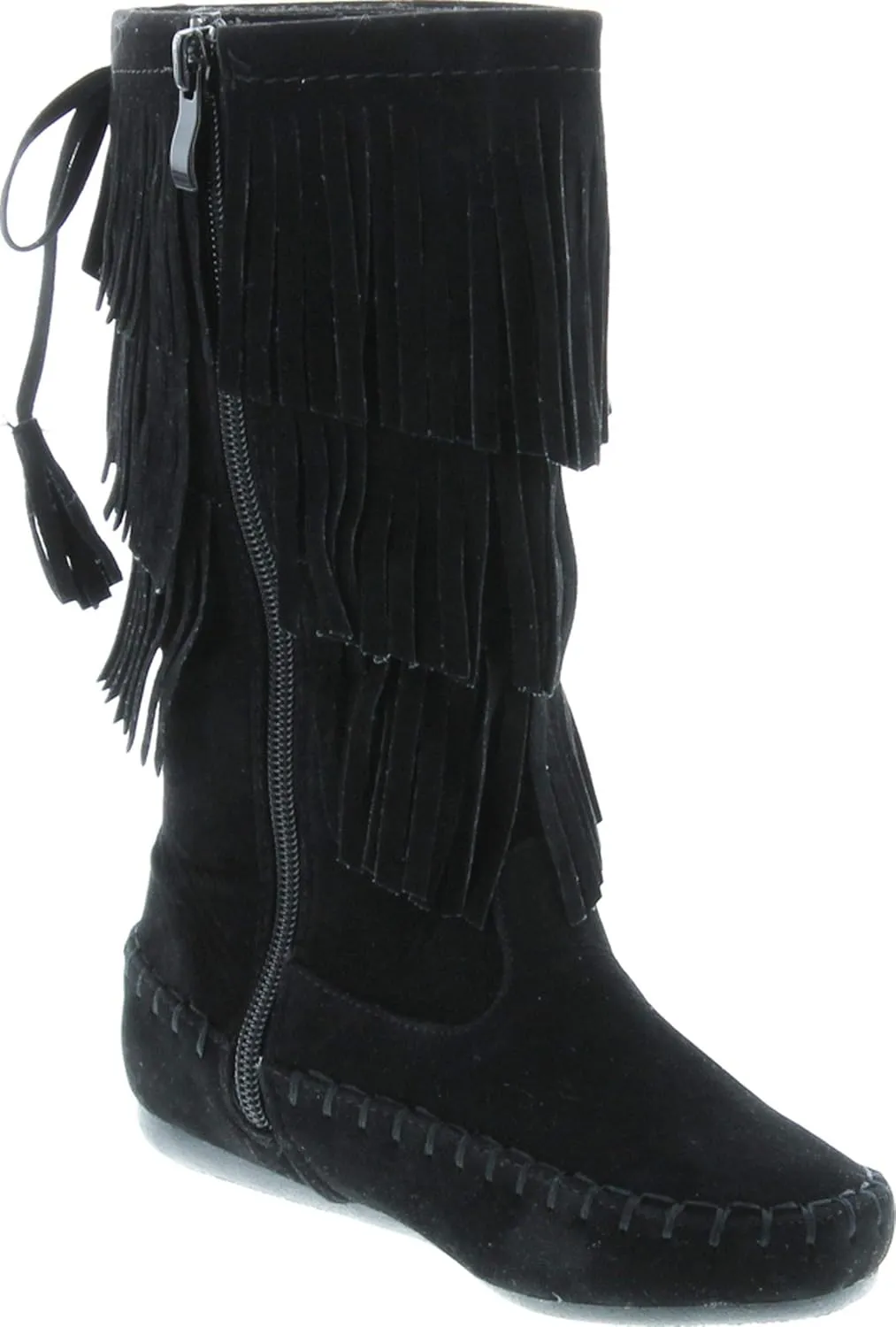 Link Candice-16Ka Girls Mid Calf 3 Layer Fringe Boots