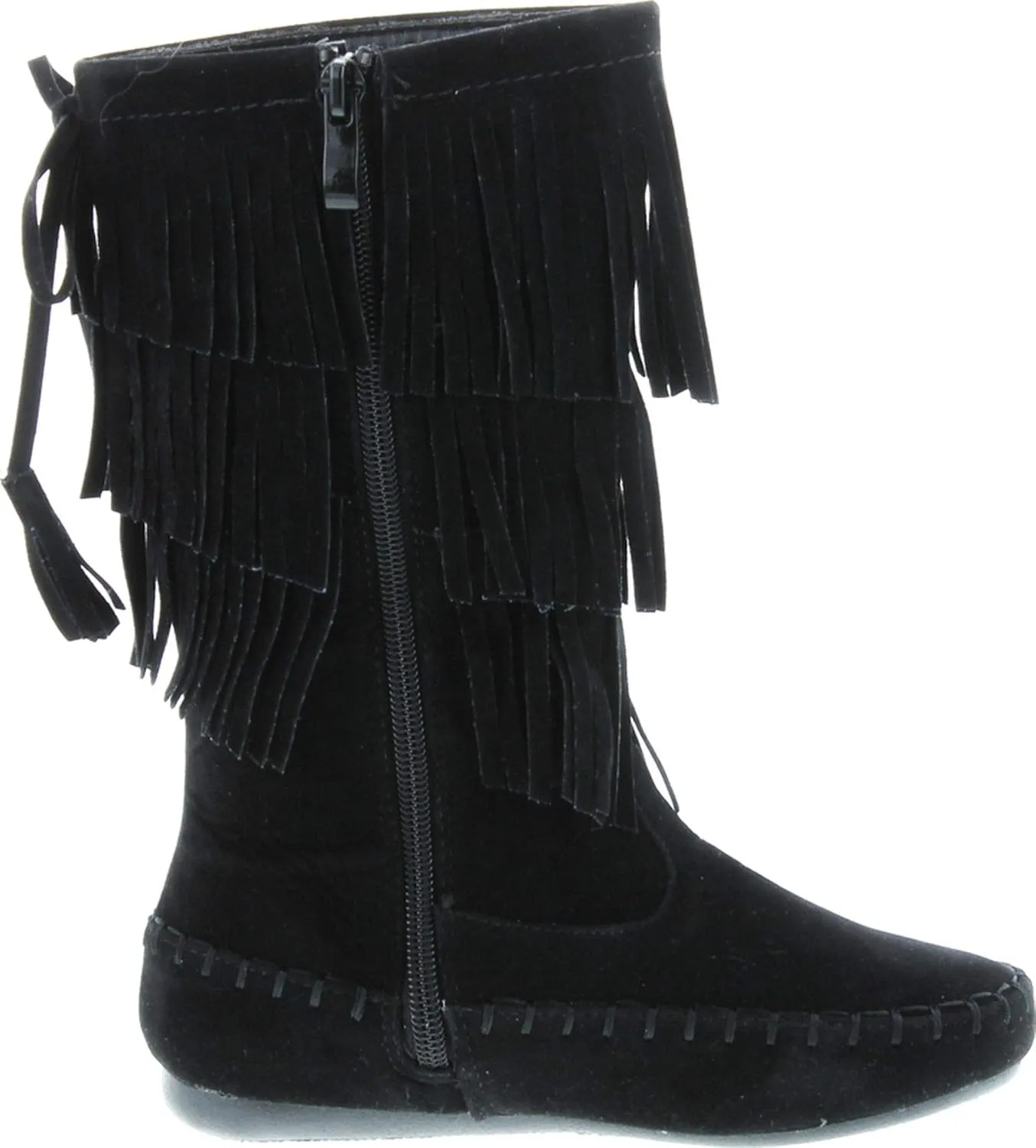 Link Candice-16Ka Girls Mid Calf 3 Layer Fringe Boots