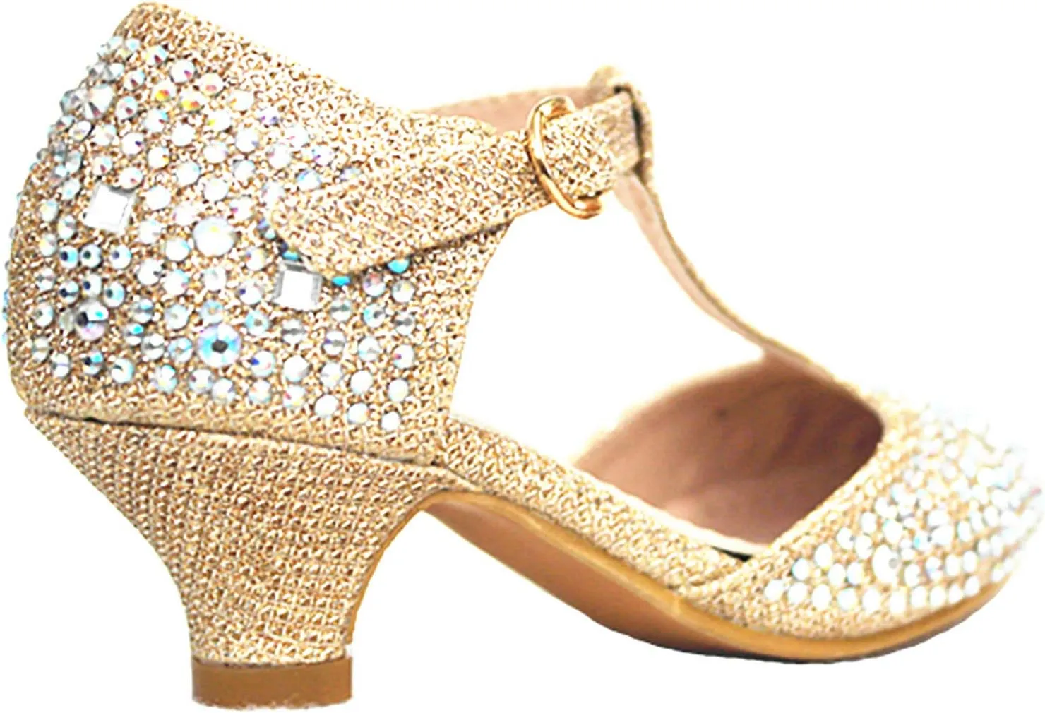Link Jemma-12K Girls Youth Pageant Jewel Rhine Stone Mary Jane High Heel Dress Shoes