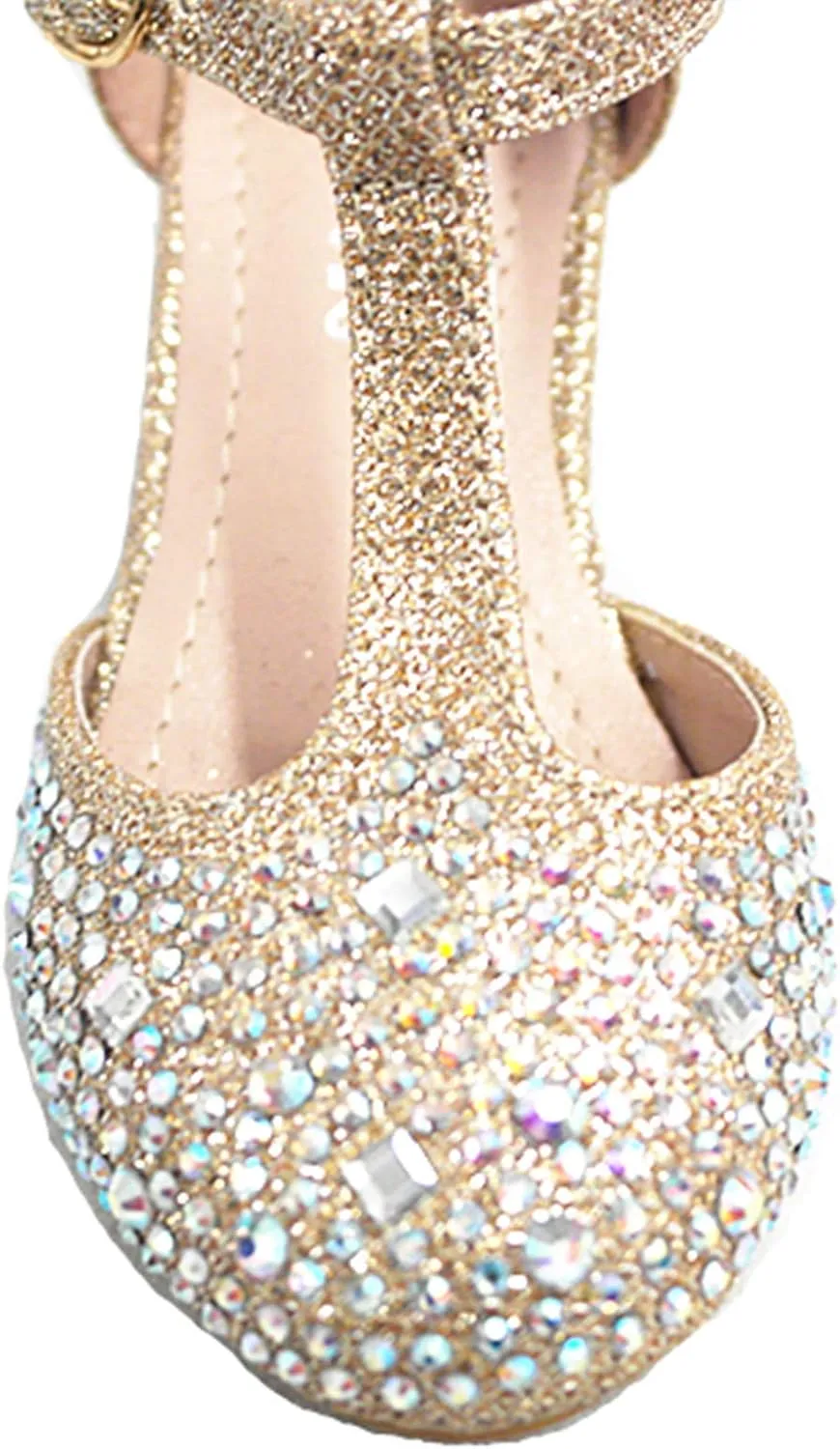 Link Jemma-12K Girls Youth Pageant Jewel Rhine Stone Mary Jane High Heel Dress Shoes