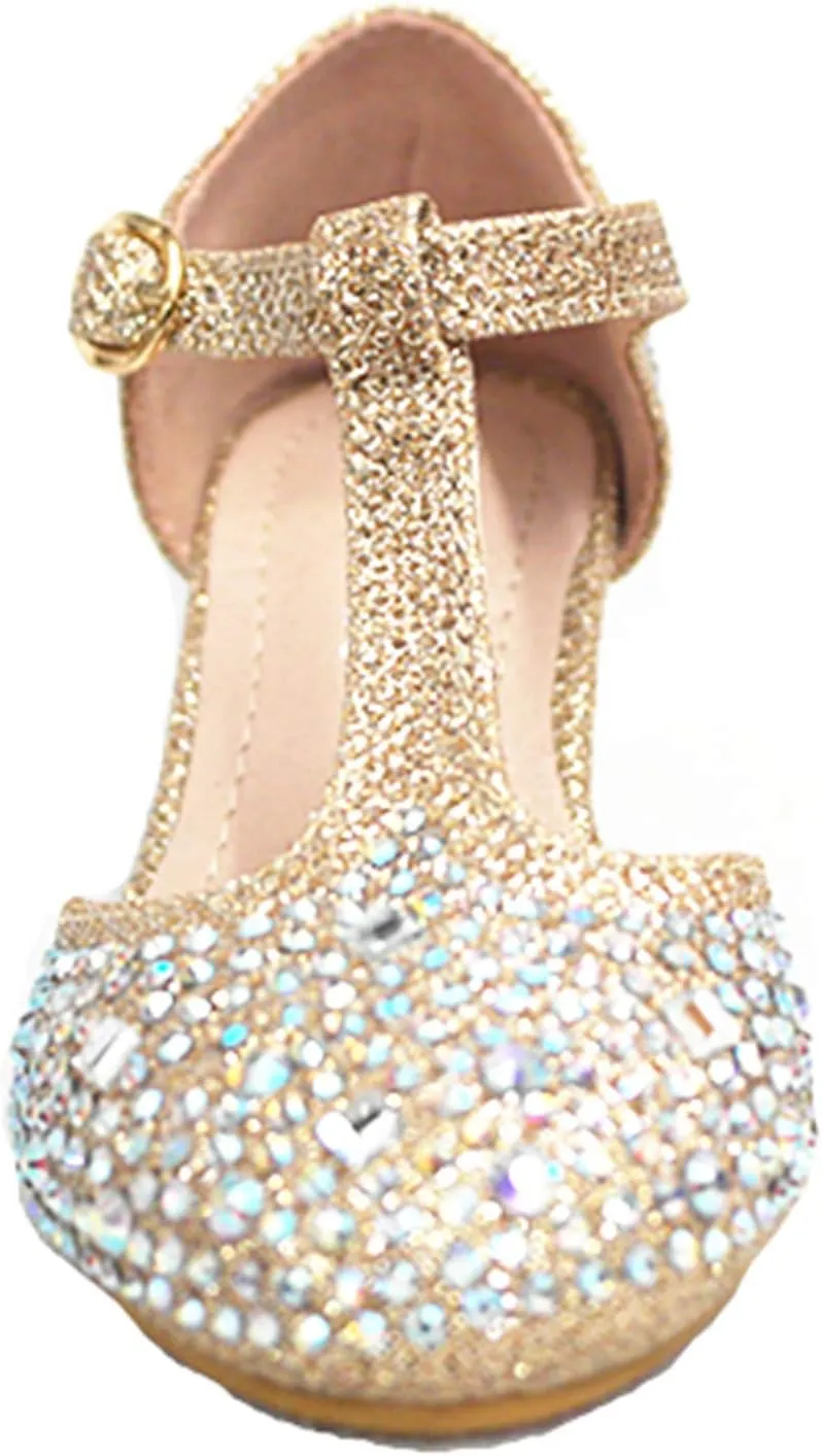 Link Jemma-12K Girls Youth Pageant Jewel Rhine Stone Mary Jane High Heel Dress Shoes