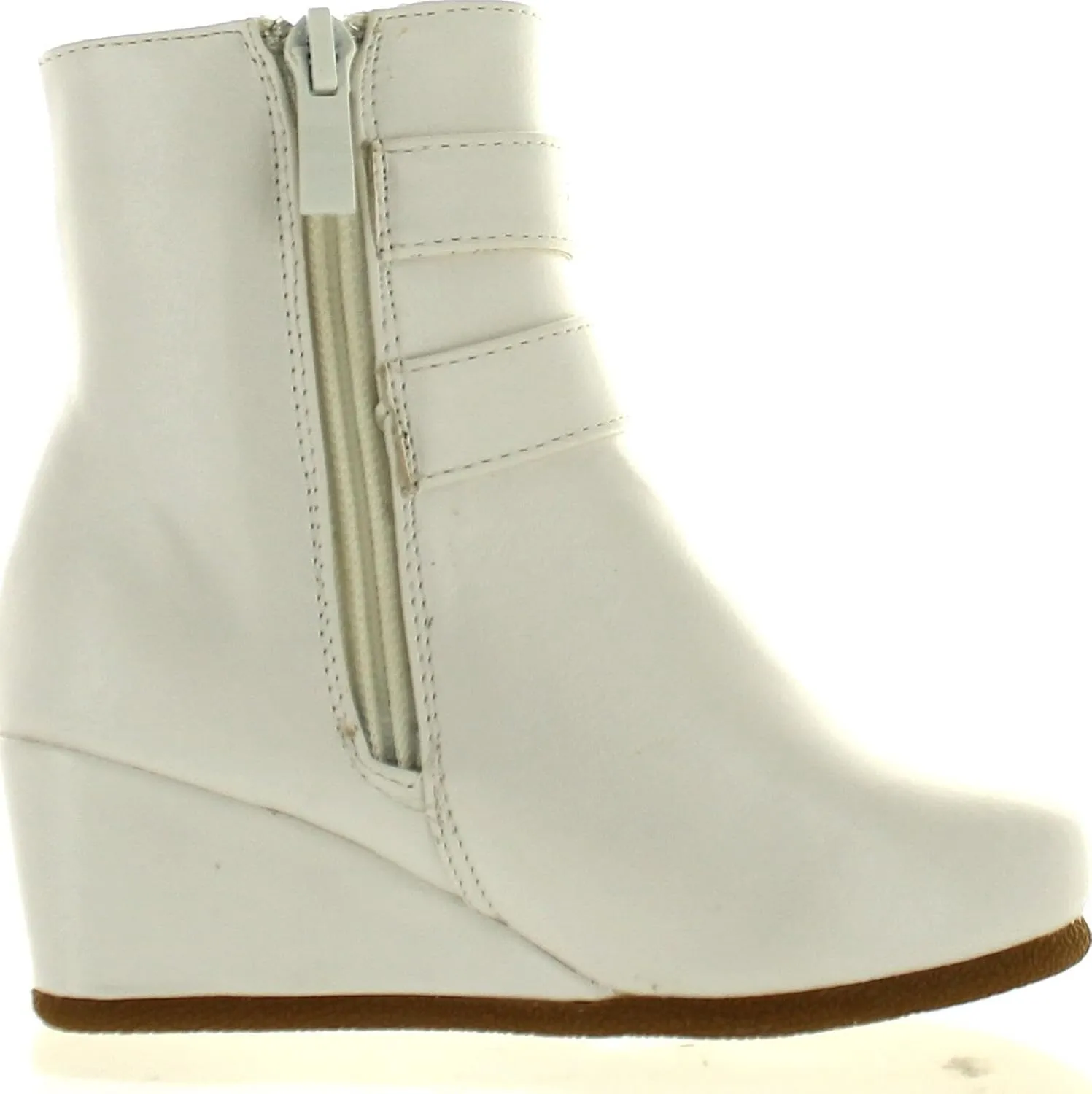 Link Peggy-90K Children Girl's Wedge Heel Double Straps High Top Ankle Booties