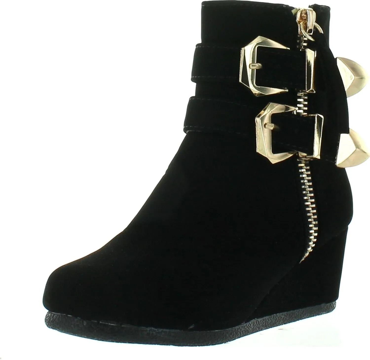 Link Peggy-90K Children Girl's Wedge Heel Double Straps High Top Ankle Booties