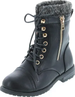 Link Sonny-54K Youth Girl's Fashion Low Heel Zipper Buckle Round Toe Riding Boot