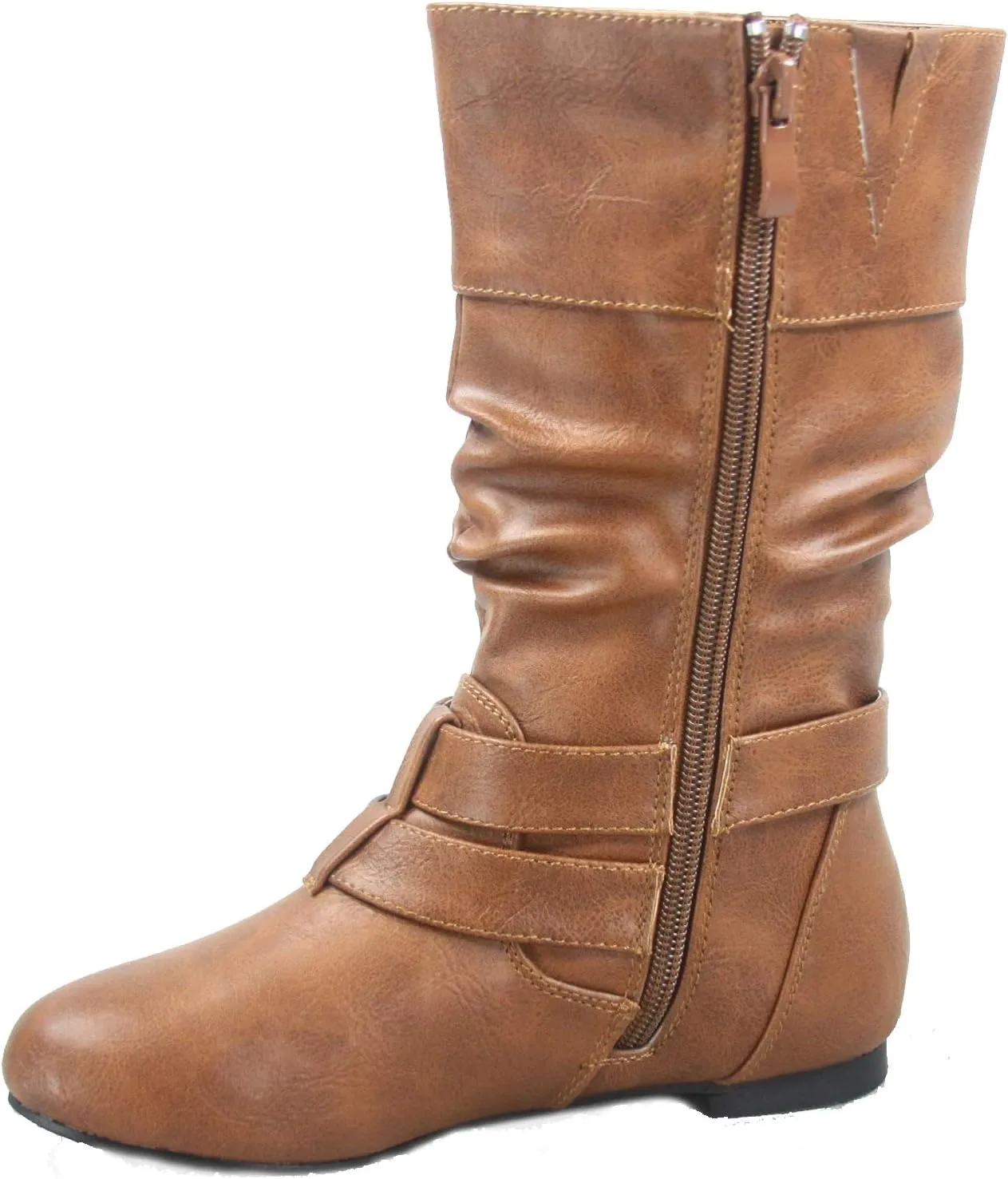 Link Sonny-54K Youth Girl's Fashion Low Heel Zipper Buckle Round Toe Riding Boot
