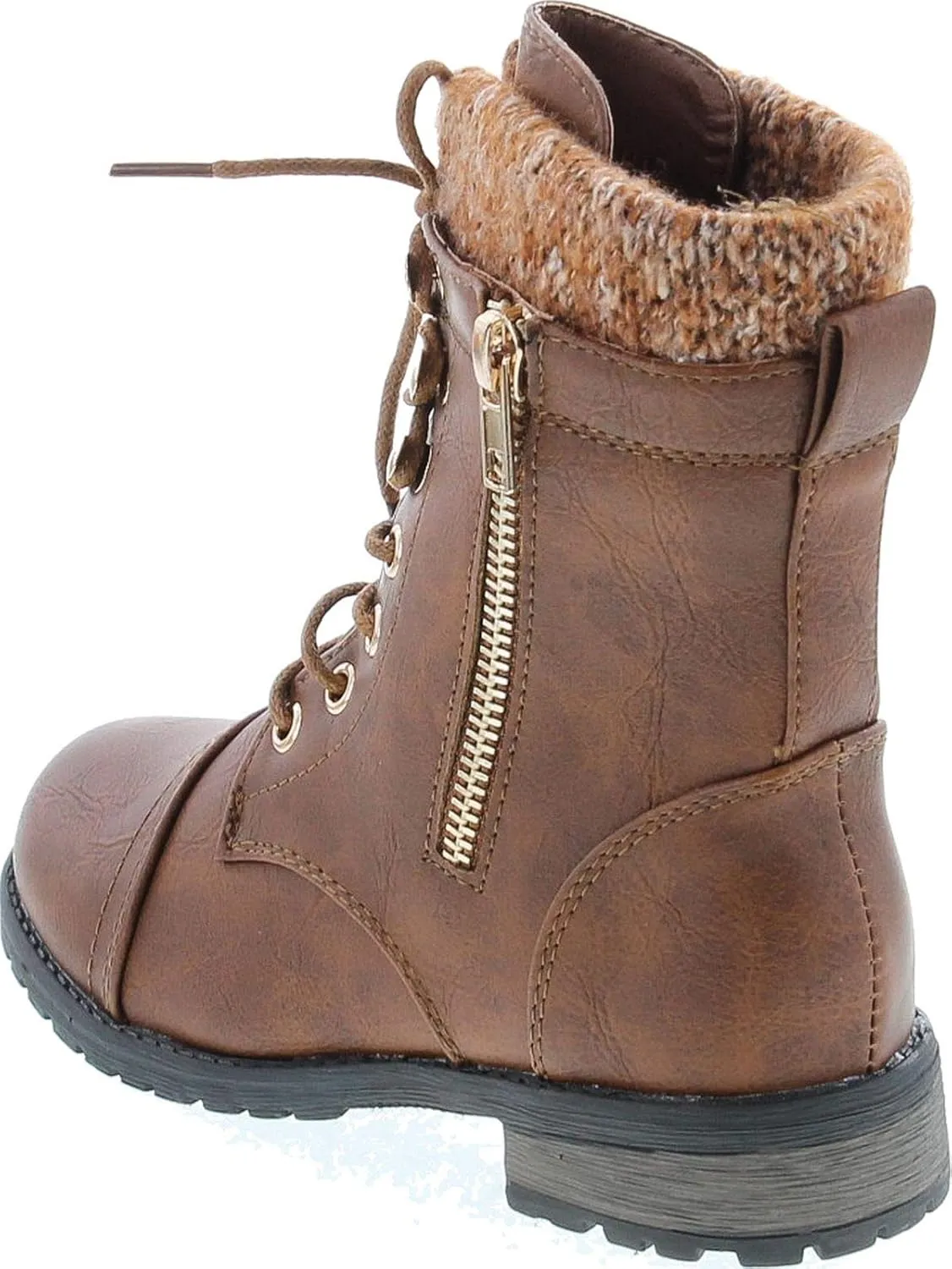 Link Sonny-54K Youth Girl's Fashion Low Heel Zipper Buckle Round Toe Riding Boot
