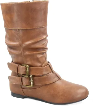 Link Sonny-54K Youth Girl's Fashion Low Heel Zipper Buckle Round Toe Riding Boot