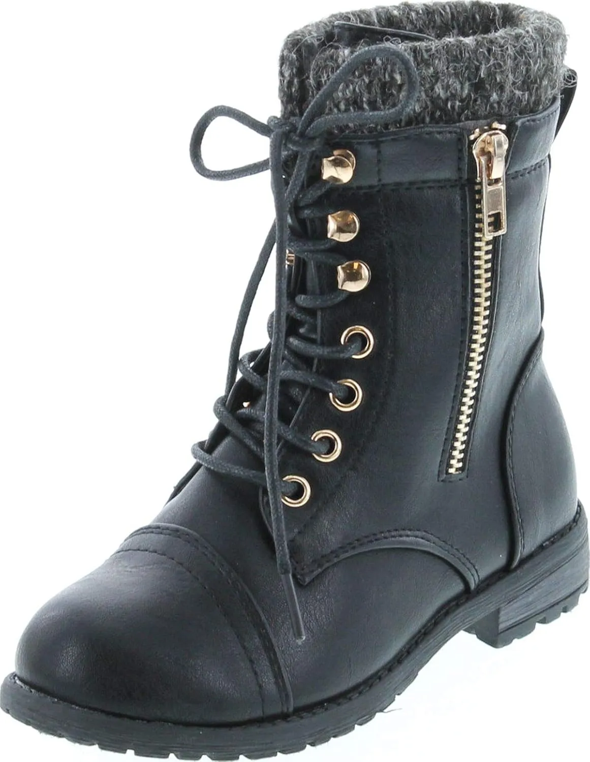 Link Sonny-54K Youth Girl's Fashion Low Heel Zipper Buckle Round Toe Riding Boot