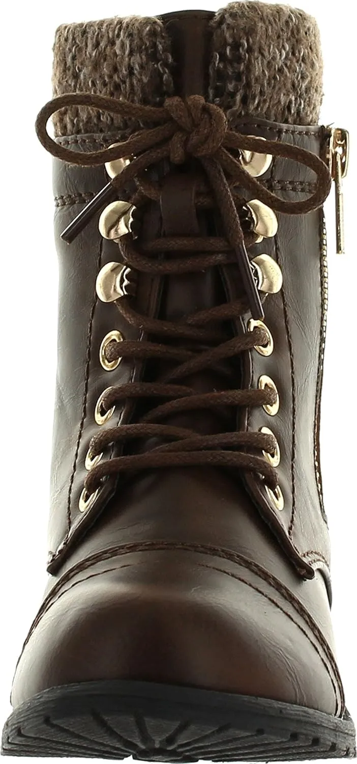 Link Sonny-54K Youth Girl's Fashion Low Heel Zipper Buckle Round Toe Riding Boot