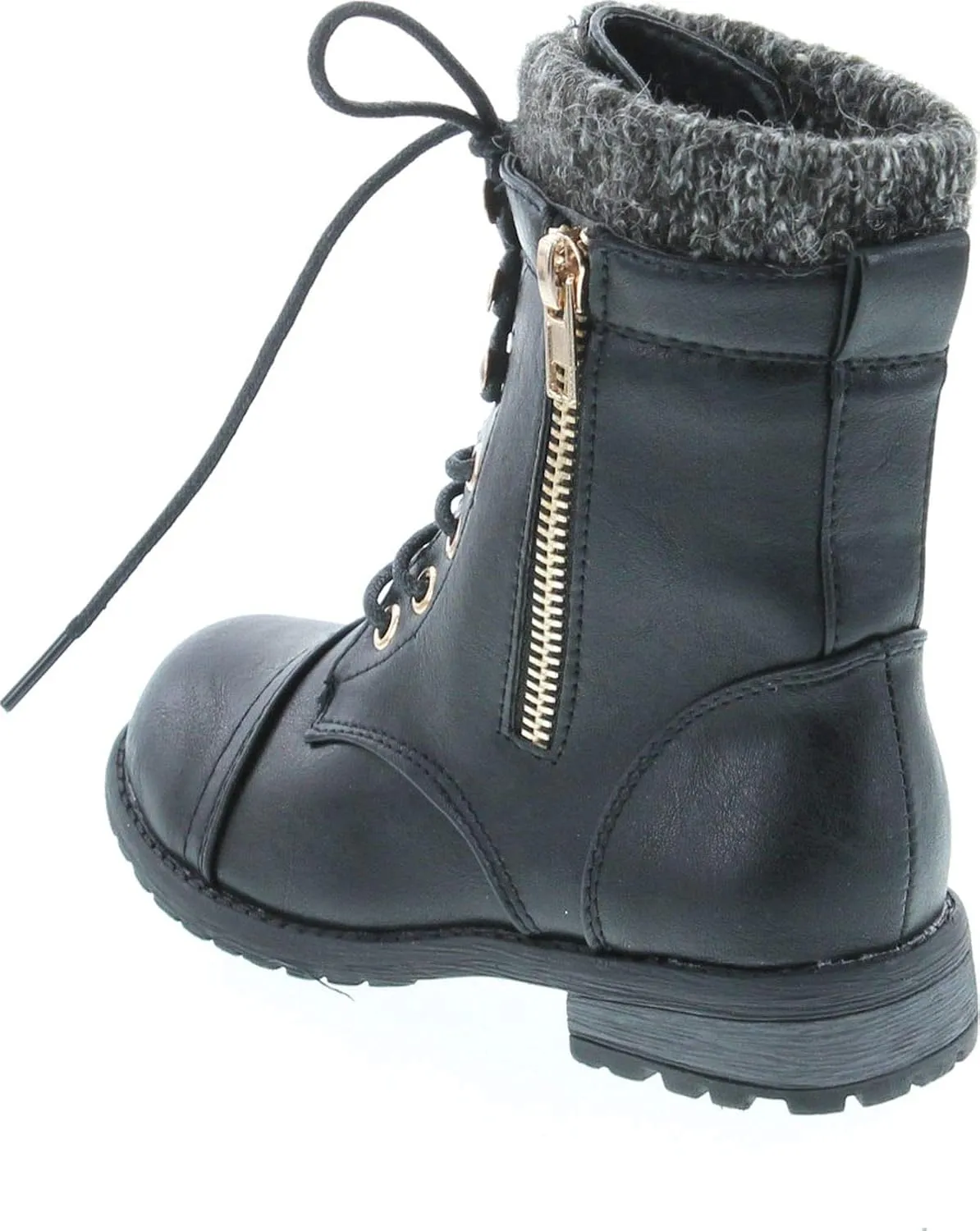 Link Sonny-54K Youth Girl's Fashion Low Heel Zipper Buckle Round Toe Riding Boot
