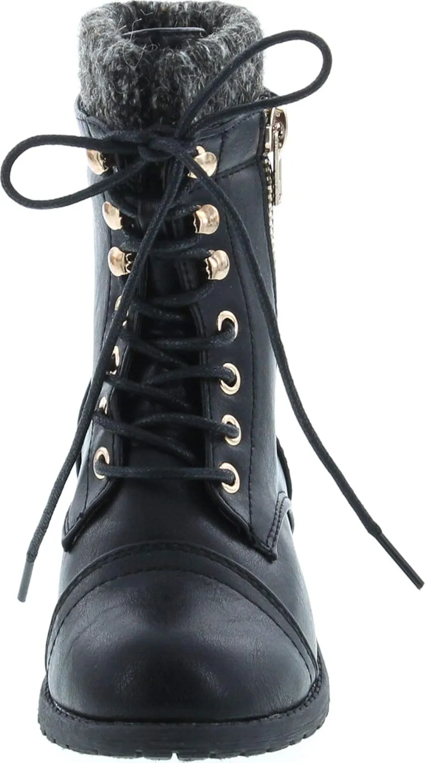 Link Sonny-54K Youth Girl's Fashion Low Heel Zipper Buckle Round Toe Riding Boot
