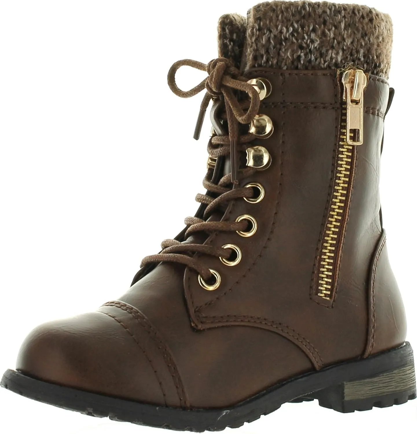 Link Sonny-54K Youth Girl's Fashion Low Heel Zipper Buckle Round Toe Riding Boot