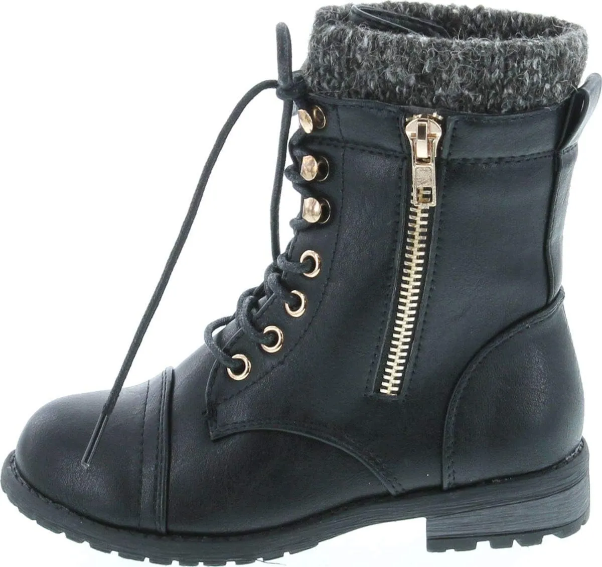 Link Sonny-54K Youth Girl's Fashion Low Heel Zipper Buckle Round Toe Riding Boot