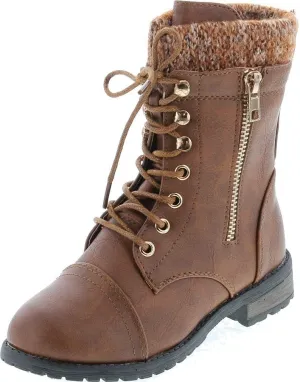 Link Sonny-54K Youth Girl's Fashion Low Heel Zipper Buckle Round Toe Riding Boot