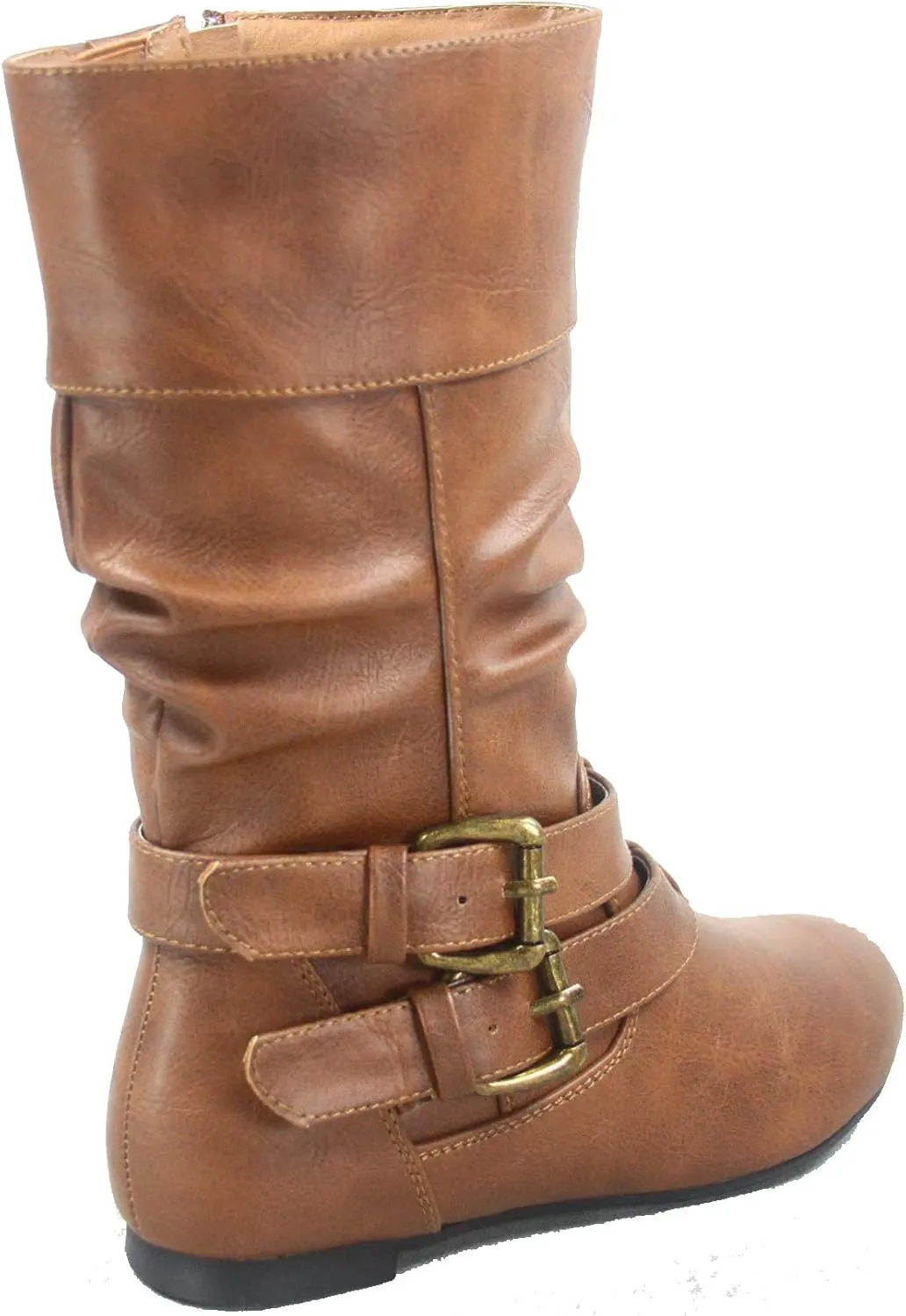Link Sonny-54K Youth Girl's Fashion Low Heel Zipper Buckle Round Toe Riding Boot