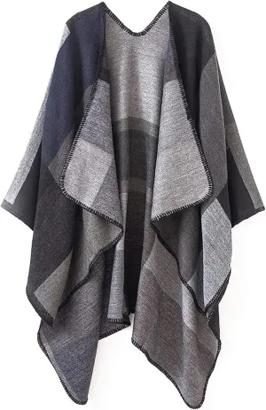 Lncropo Women's Shawls Wraps Winter Open Front Poncho Cape Oversized Cardigan Sweater