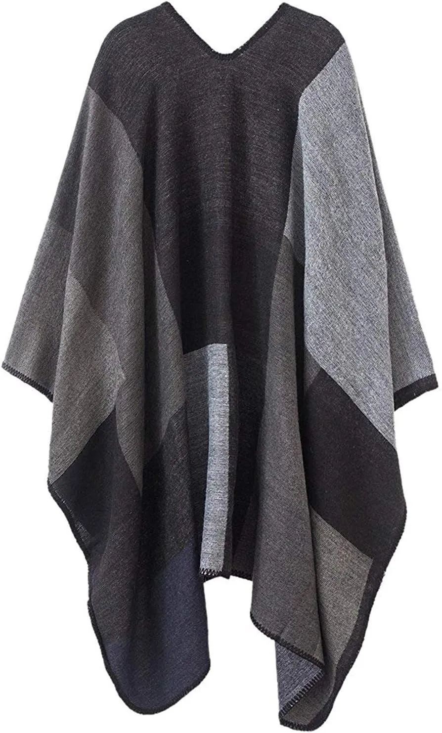 Lncropo Women's Shawls Wraps Winter Open Front Poncho Cape Oversized Cardigan Sweater