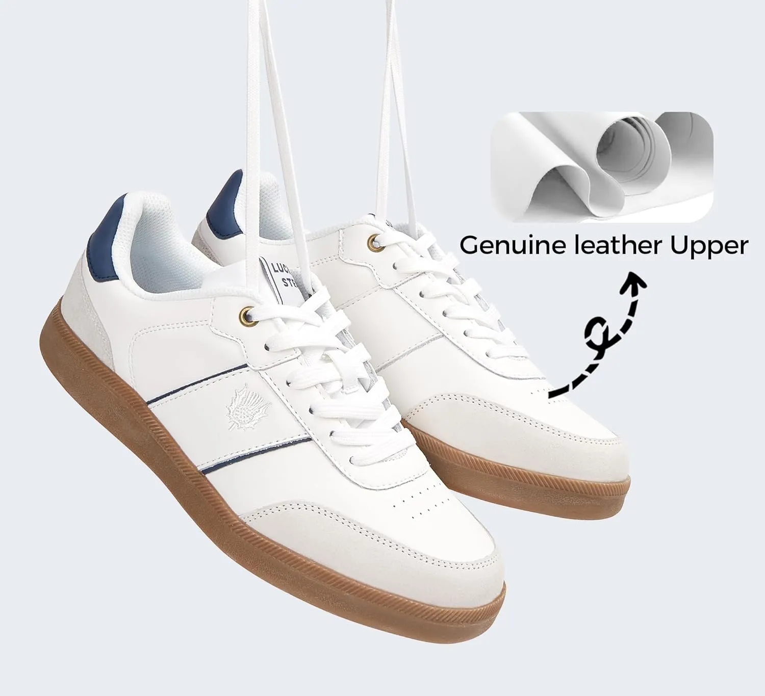 LUCKY STEP Men's Fashion Sneakers Casual Shoes Retro Suede Genuine Leather Skate Tennis Walking Shoes for Male