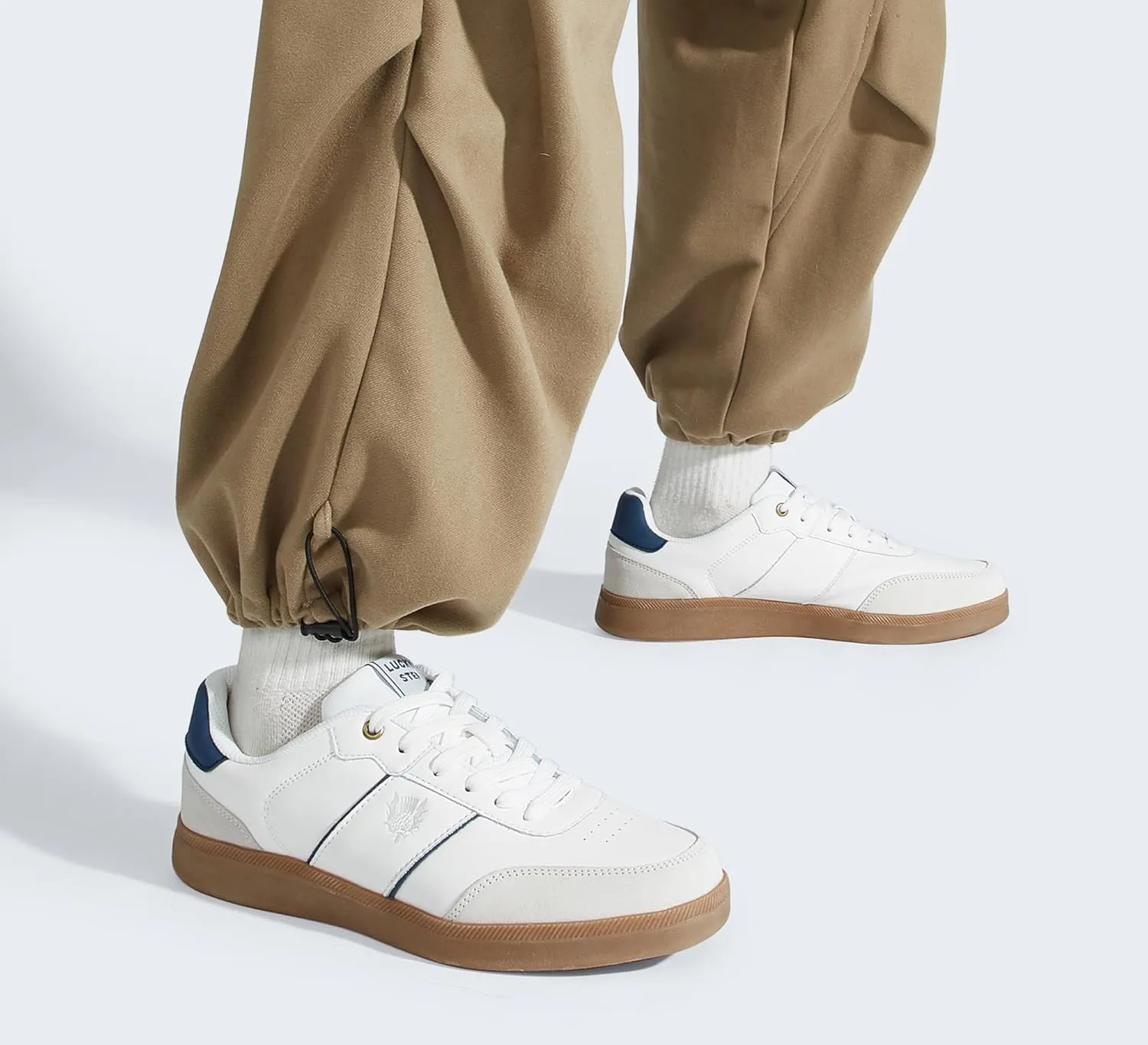 LUCKY STEP Men's Fashion Sneakers Casual Shoes Retro Suede Genuine Leather Skate Tennis Walking Shoes for Male