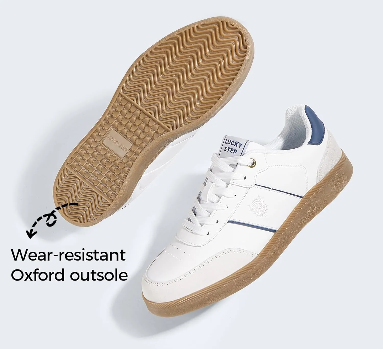 LUCKY STEP Men's Fashion Sneakers Casual Shoes Retro Suede Genuine Leather Skate Tennis Walking Shoes for Male