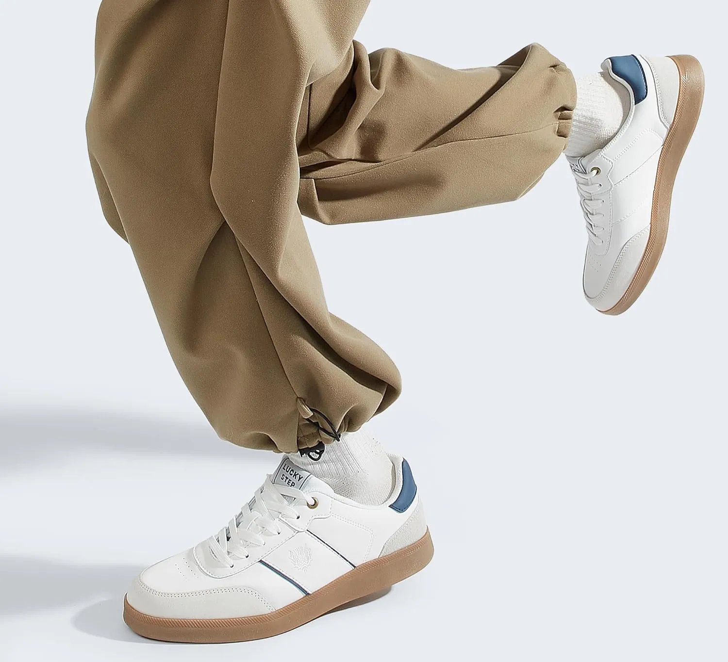 LUCKY STEP Men's Fashion Sneakers Casual Shoes Retro Suede Genuine Leather Skate Tennis Walking Shoes for Male