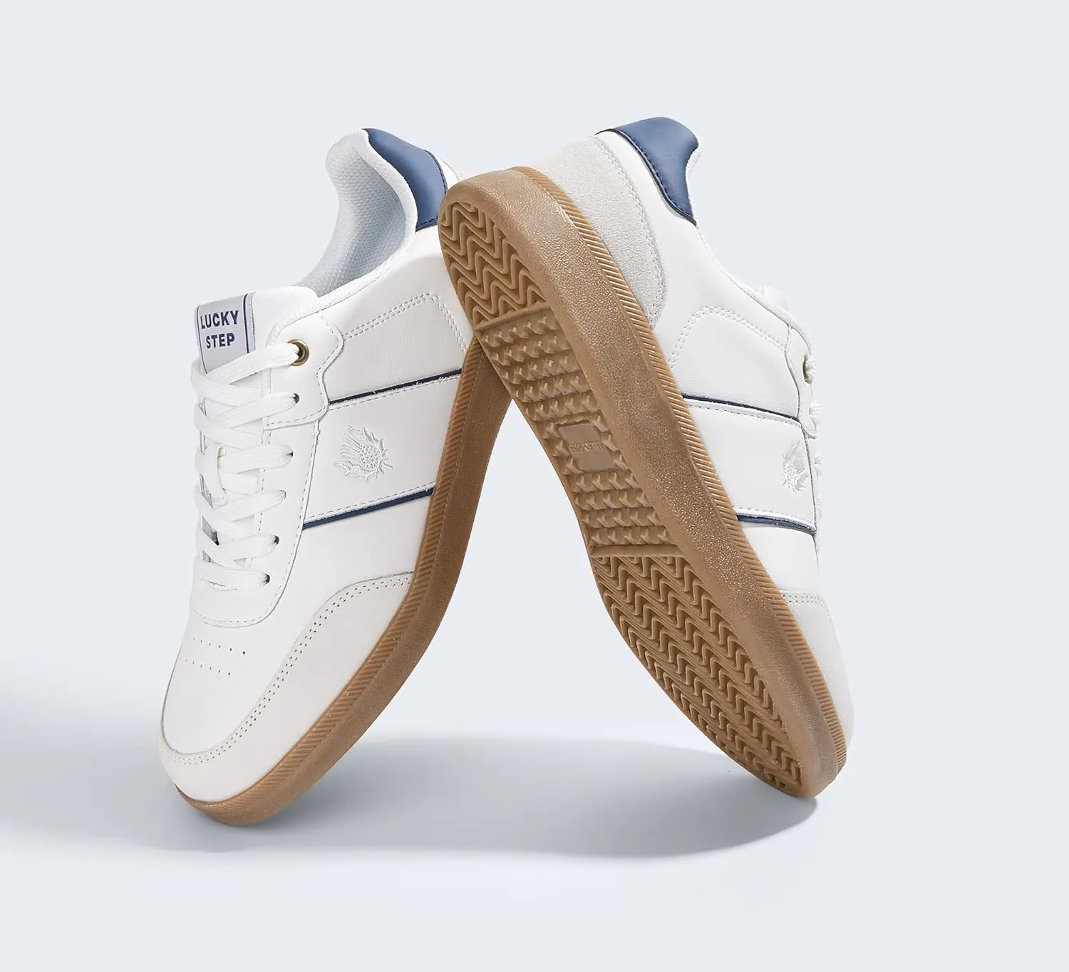 LUCKY STEP Men's Fashion Sneakers Casual Shoes Retro Suede Genuine Leather Skate Tennis Walking Shoes for Male