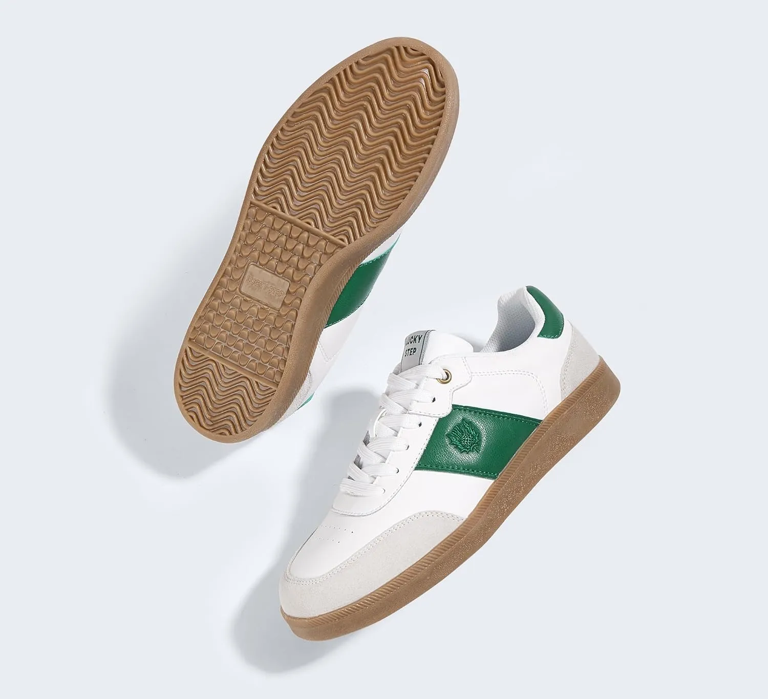 LUCKY STEP Men's Fashion Sneakers Casual Shoes Retro Suede Genuine Leather Skate Tennis Walking Shoes for Male