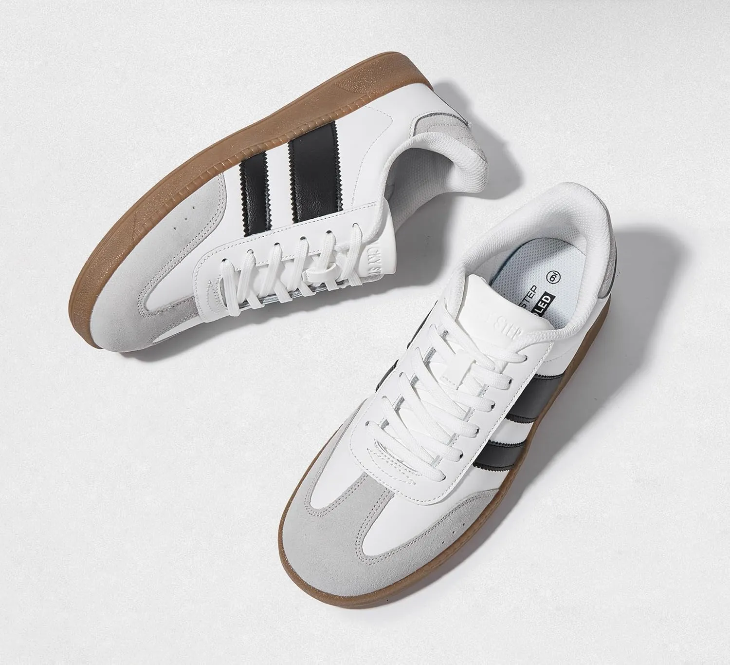 LUCKY STEP Men's Fashion Sneakers Casual Shoes Retro Suede Genuine Leather Skate Tennis Walking Shoes for Male