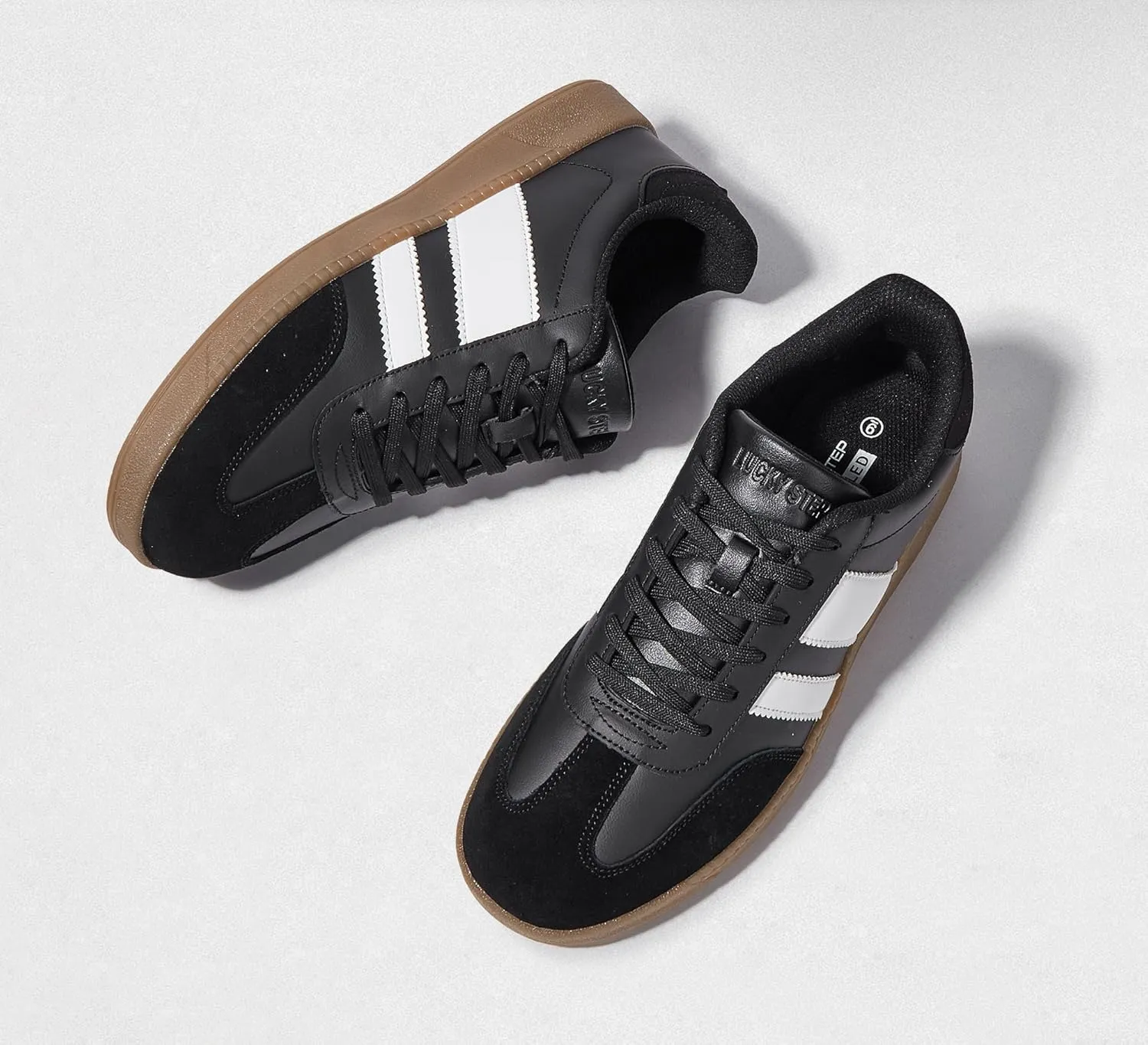 LUCKY STEP Men's Fashion Sneakers Casual Shoes Retro Suede Genuine Leather Skate Tennis Walking Shoes for Male