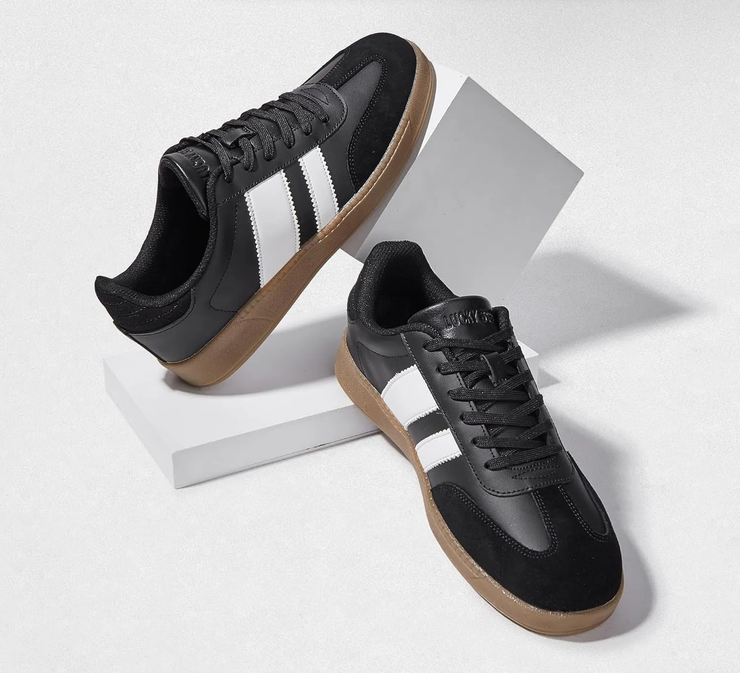 LUCKY STEP Men's Fashion Sneakers Casual Shoes Retro Suede Genuine Leather Skate Tennis Walking Shoes for Male