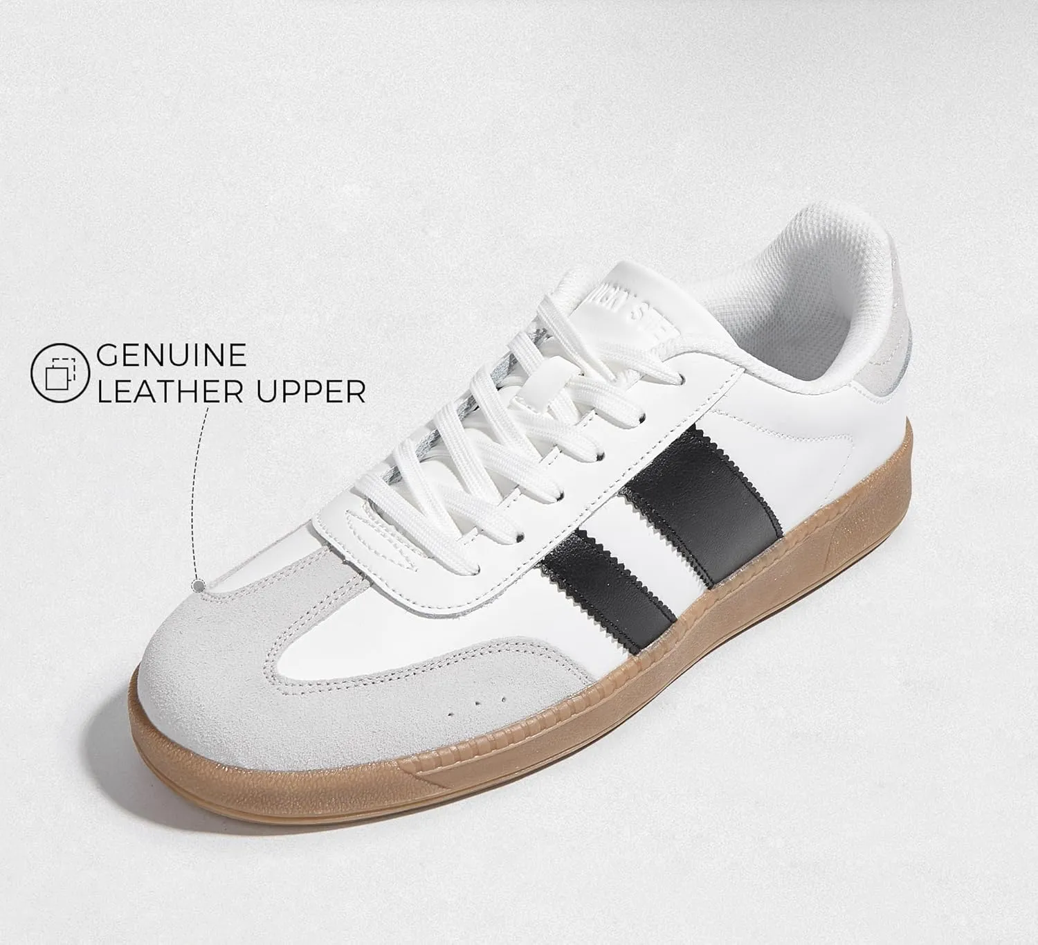 LUCKY STEP Men's Fashion Sneakers Casual Shoes Retro Suede Genuine Leather Skate Tennis Walking Shoes for Male