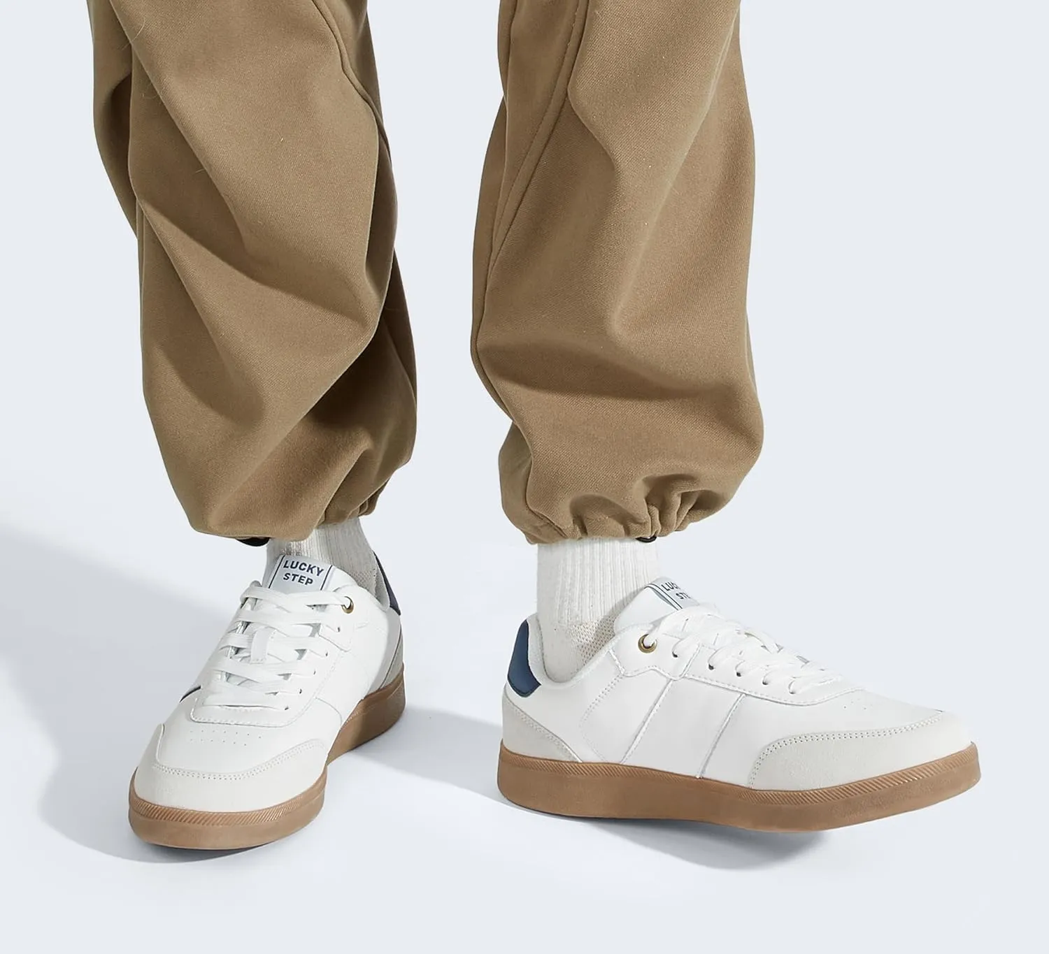 LUCKY STEP Men's Fashion Sneakers Casual Shoes Retro Suede Genuine Leather Skate Tennis Walking Shoes for Male