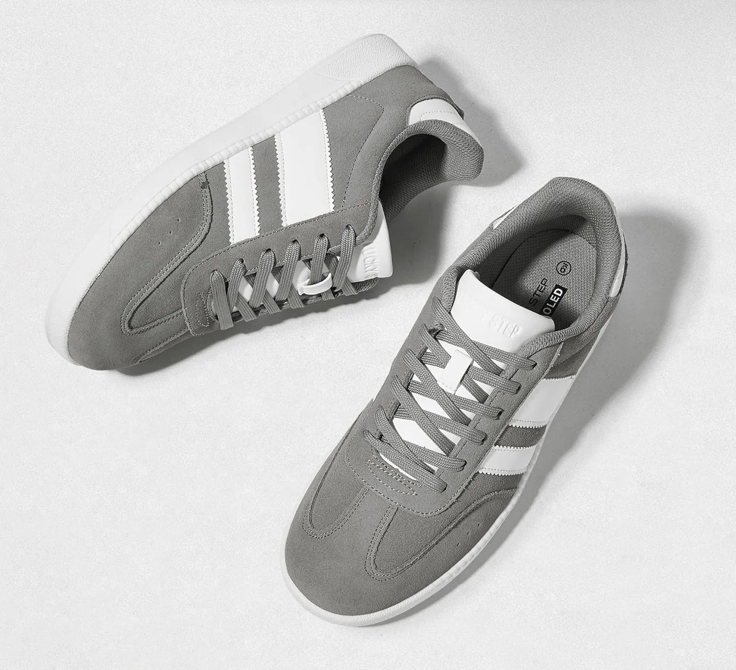 LUCKY STEP Men's Fashion Sneakers Casual Shoes Retro Suede Genuine Leather Skate Tennis Walking Shoes for Male