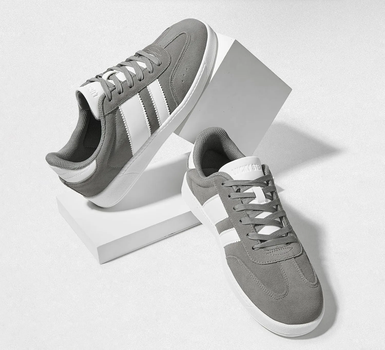 LUCKY STEP Men's Fashion Sneakers Casual Shoes Retro Suede Genuine Leather Skate Tennis Walking Shoes for Male