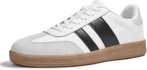 LUCKY STEP Men's Fashion Sneakers Casual Shoes Retro Suede Genuine Leather Skate Tennis Walking Shoes for Male