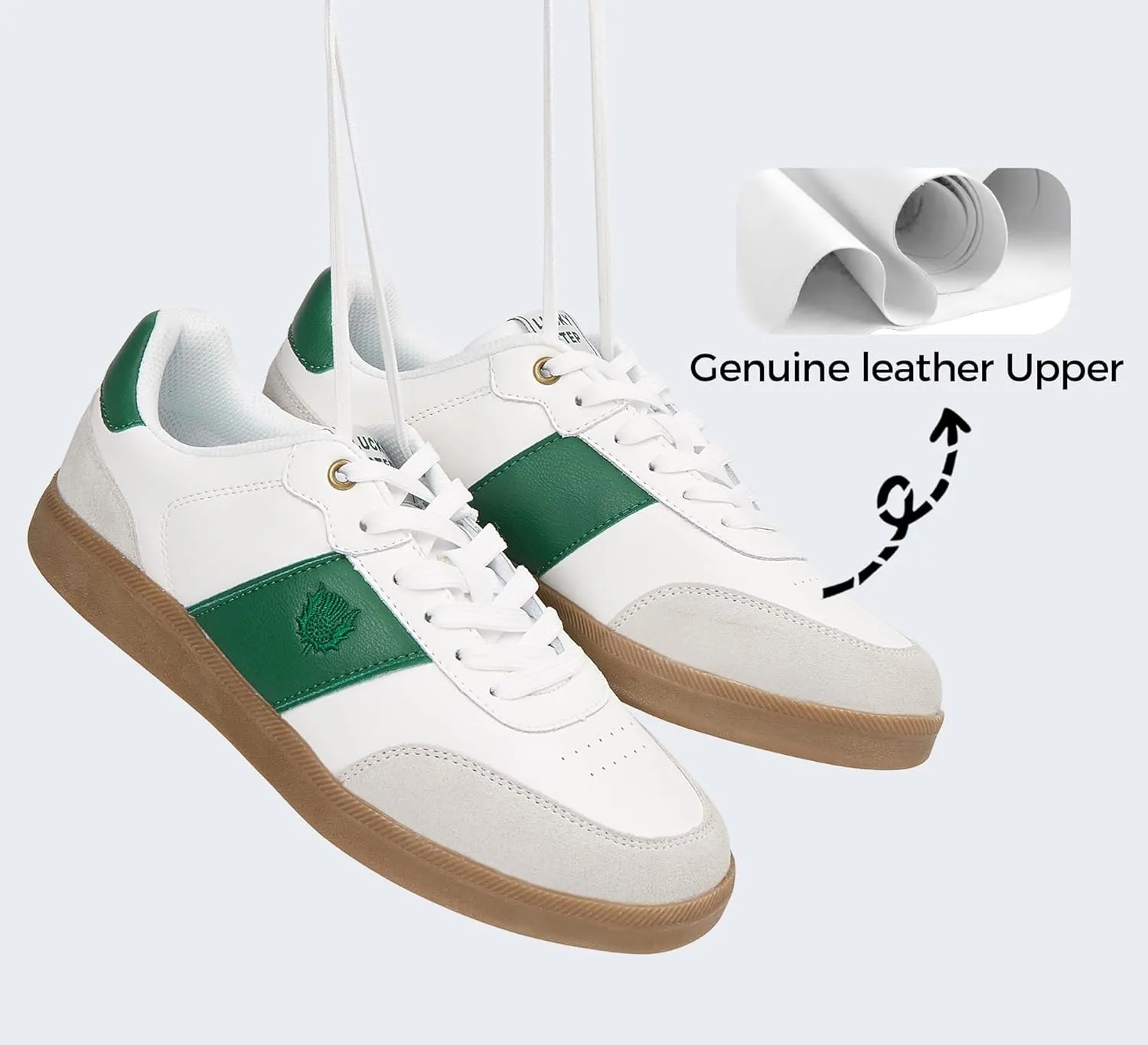 LUCKY STEP Men's Fashion Sneakers Casual Shoes Retro Suede Genuine Leather Skate Tennis Walking Shoes for Male