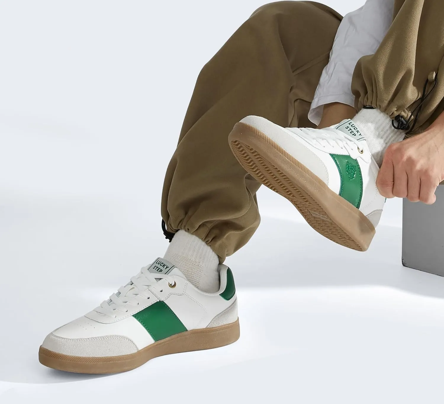 LUCKY STEP Men's Fashion Sneakers Casual Shoes Retro Suede Genuine Leather Skate Tennis Walking Shoes for Male