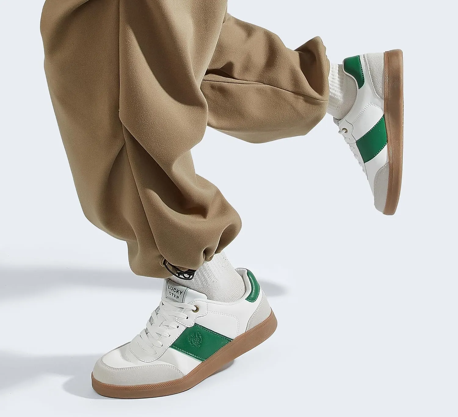 LUCKY STEP Men's Fashion Sneakers Casual Shoes Retro Suede Genuine Leather Skate Tennis Walking Shoes for Male