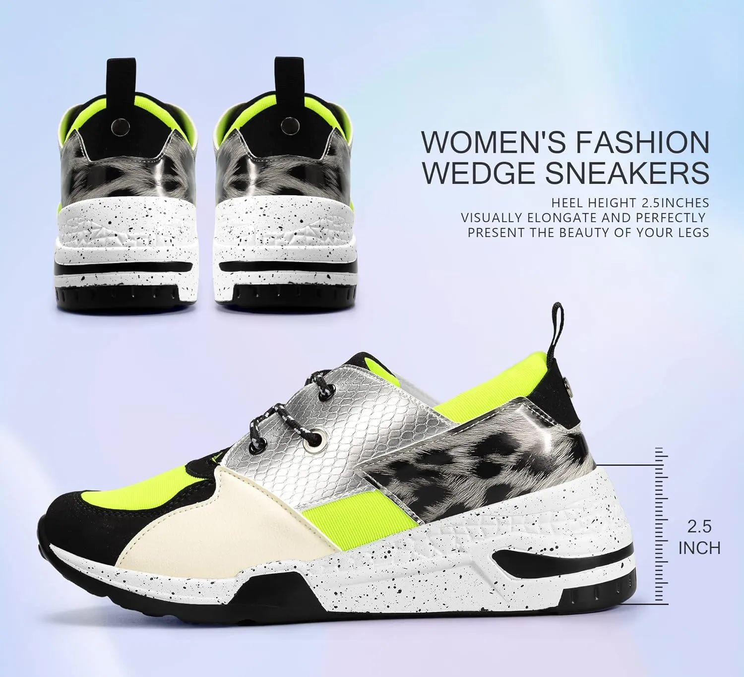 LUCKY STEP Women's High Heel Wedge Sneakers Fashion Cliff Platform Retro Lace Up Casual Shoes
