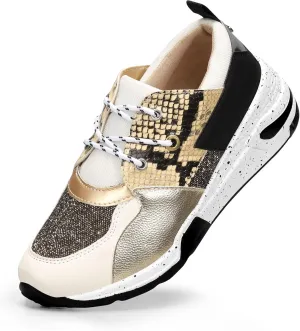 LUCKY STEP Women's High Heel Wedge Sneakers Fashion Cliff Platform Retro Lace Up Casual Shoes