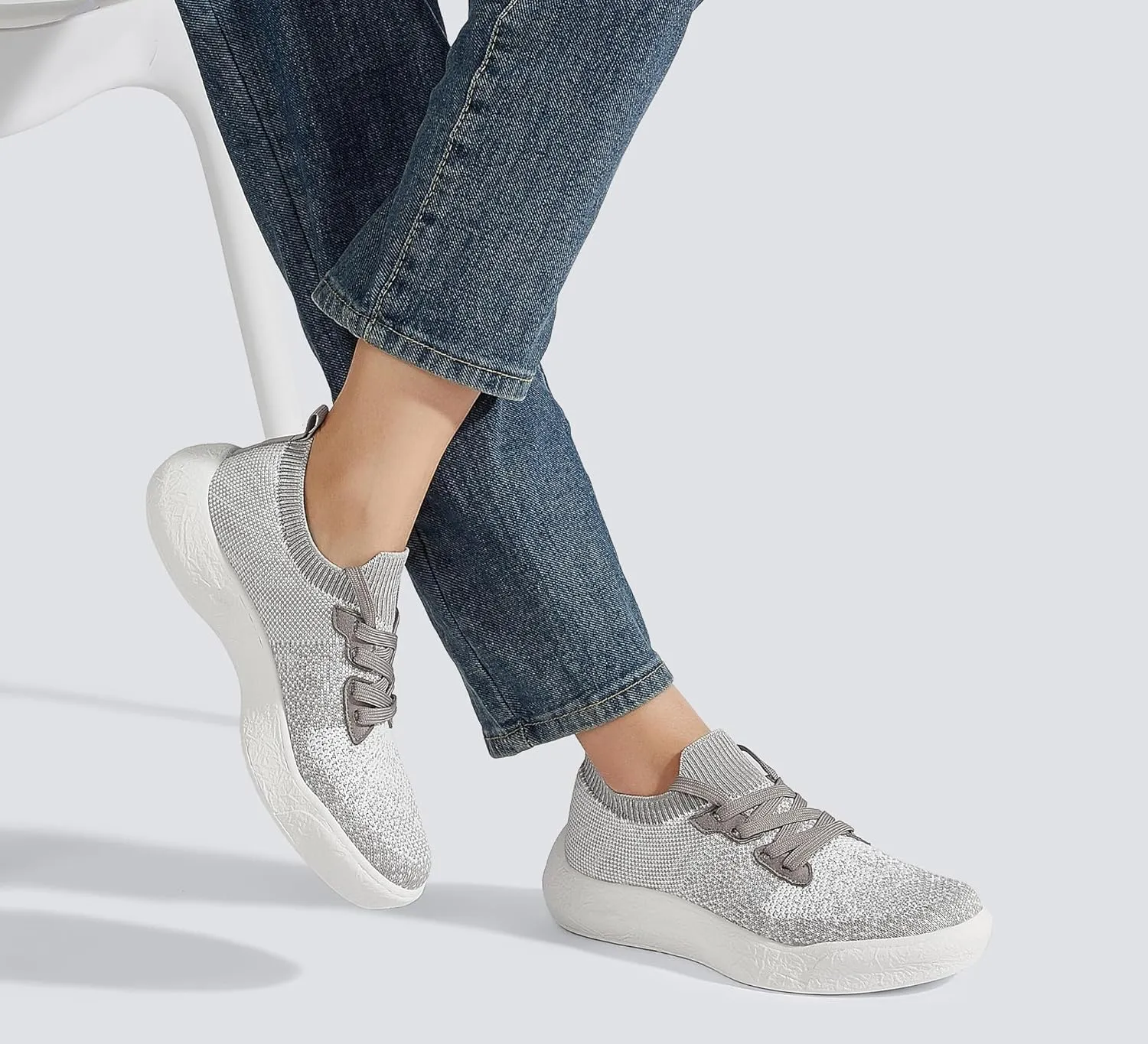 LUCKY STEP Women's Slip on Walking Shoes Casual Mesh-Comfortable Tennis Elastic Sock Breathable Workout Sneakers